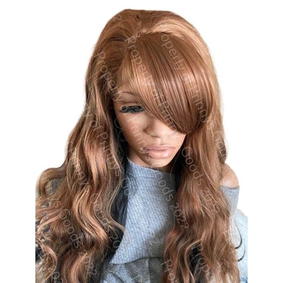 Synthetic Lace Front Wig Wave Long with/Bangs 27/30/1B 20" Hair Ready to ship - Picture 10 of 12
